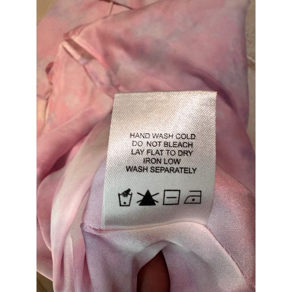 Superdown Pink Tie Dye Cowl Neck Satin Camisole Top XS Adjustable Straps - Picture 5 of 6